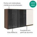 Ver imagem 4 de Armario Aereo 3 Portas Vidro MDF 120 cm Kali 1219717 Nicioli Carvalho Toq Off White