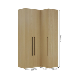 Guarda Roupa Modulado de Canto 3 Portas 3 Gavetas 100% MDF Infinity Savana Bege - 3 Guarda Roupa Modulado de Canto 3 Portas 3 Gavetas 100% MDF Infinity Savana Bege - 3