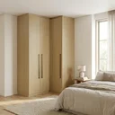 Ver imagem 1 de Guarda Roupa Modulado de Canto 3 Portas 3 Gavetas 100% MDF Infinity Savana Bege