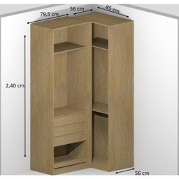 Guarda-roupa Modulado de Canto 100% Mdf 3 Gavetas Infinity - 4
