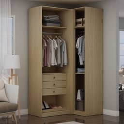 Guarda Roupa Modulado de Canto 3 Portas 3 Gavetas 100% MDF Infinity Savana Bege - 5 Guarda Roupa Modulado de Canto 3 Portas 3 Gavetas 100% MDF Infinity Savana Bege - 5