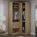 Ver imagem 5 de Guarda Roupa Modulado de Canto 3 Portas 3 Gavetas 100% MDF Infinity Savana Bege