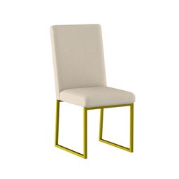Kit 6 Cadeiras de Jantar com Base Ferro Dourado Luxo Balaqui Cor:bege - 3