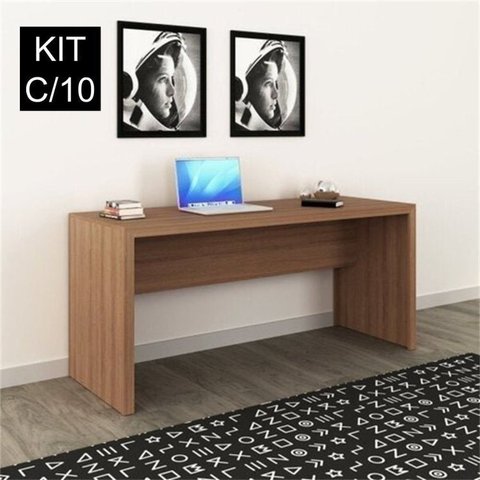 Conjunto 10 Escrivaninhas ME4109 163cm Amêndoa Marrom