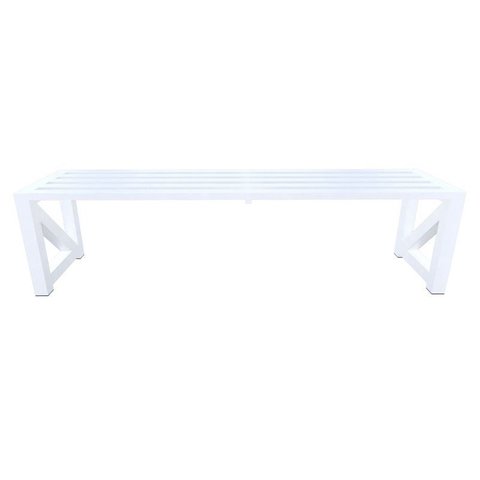 Banco Ripado Área Externa Tubo Alumínio Branco 160x40x40cm