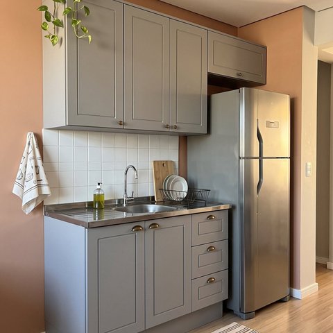 Cozinha Compacta 100% MDF com 3 Peças e 3 Gavetas e Dobradiças Soft Close 200x220,5x51cm