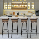 Ver imagem 6 de Kit 4 Banquetas 80cm para Balcão Ilha Bancada Área Gourmet Encosto em Junco Banco Itagold