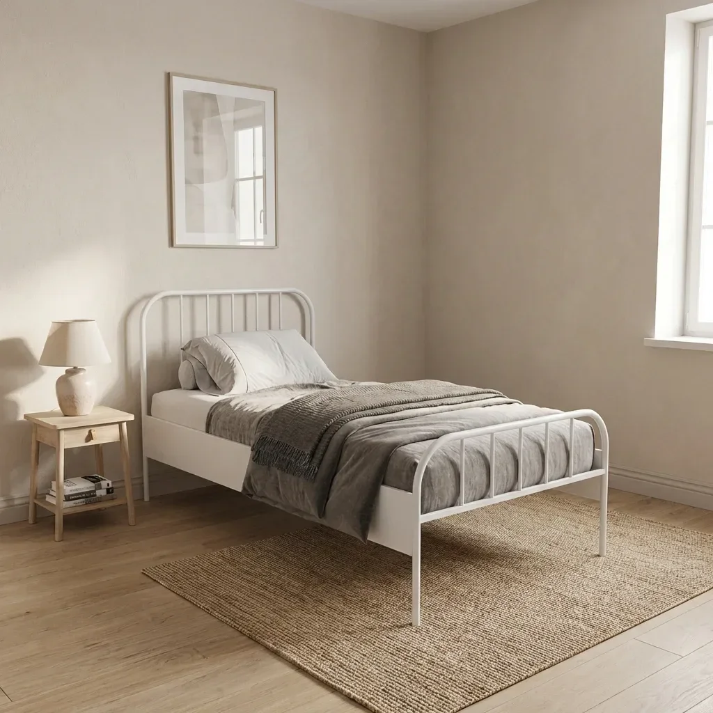 Cama Solteiro em Aço Tubular Xjulia Branco Yescasa