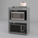 Ver imagem 5 de Armário Multiuso Ariana para Micro-Ondas e Cooktop Cozinha Pequena Cinza - Abmaza