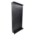 Ver imagem 1 de Gôndola de Painel Canaletado com Rodízios Mdf Preto 190x90x40cm Expositor de Chão para Lojas e Pdv