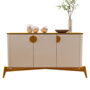 Ver imagem 1 de Aparador Buffet Pés em Madeira Design Exclusivo Contém Três Nichos Buriti - Jb Móveis:off White/natu