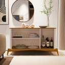Ver imagem 3 de Aparador Buffet Pés em Madeira Design Exclusivo Contém Três Nichos Buriti - Jb Móveis:off White/natu