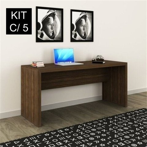 Conjunto 5 Escrivaninhas ME4109 163cm Nogal Marrom