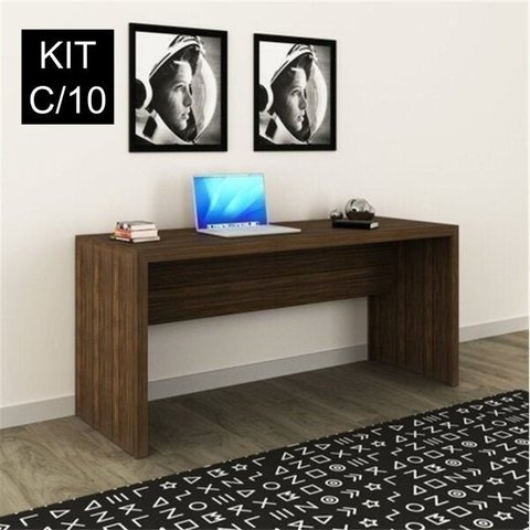 Conjunto 10 Escrivaninhas ME4109 163cm Nogal Marrom