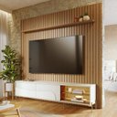 Ver imagem 1 de Rack com Painel Ripado 100% MDF 250x240cm com Pés Dourados Amalfi