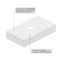 Bancada para Banheiro em Porcelanato Alto Padrão Portobello Linha Michelangelo 80x35x15cm Polido  - 10