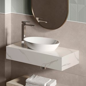 Bancada para Banheiro em Porcelanato Alto Padrão Portobello Linha Michelangelo 80x35x15cm Polido 