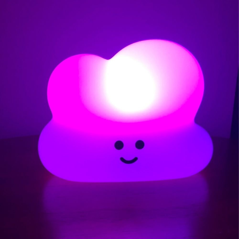 Luminária Abajur Mesa Infantil Quarto do Bebê Nuvem com lâmpada LED RGB colorida e controle remoto - 5