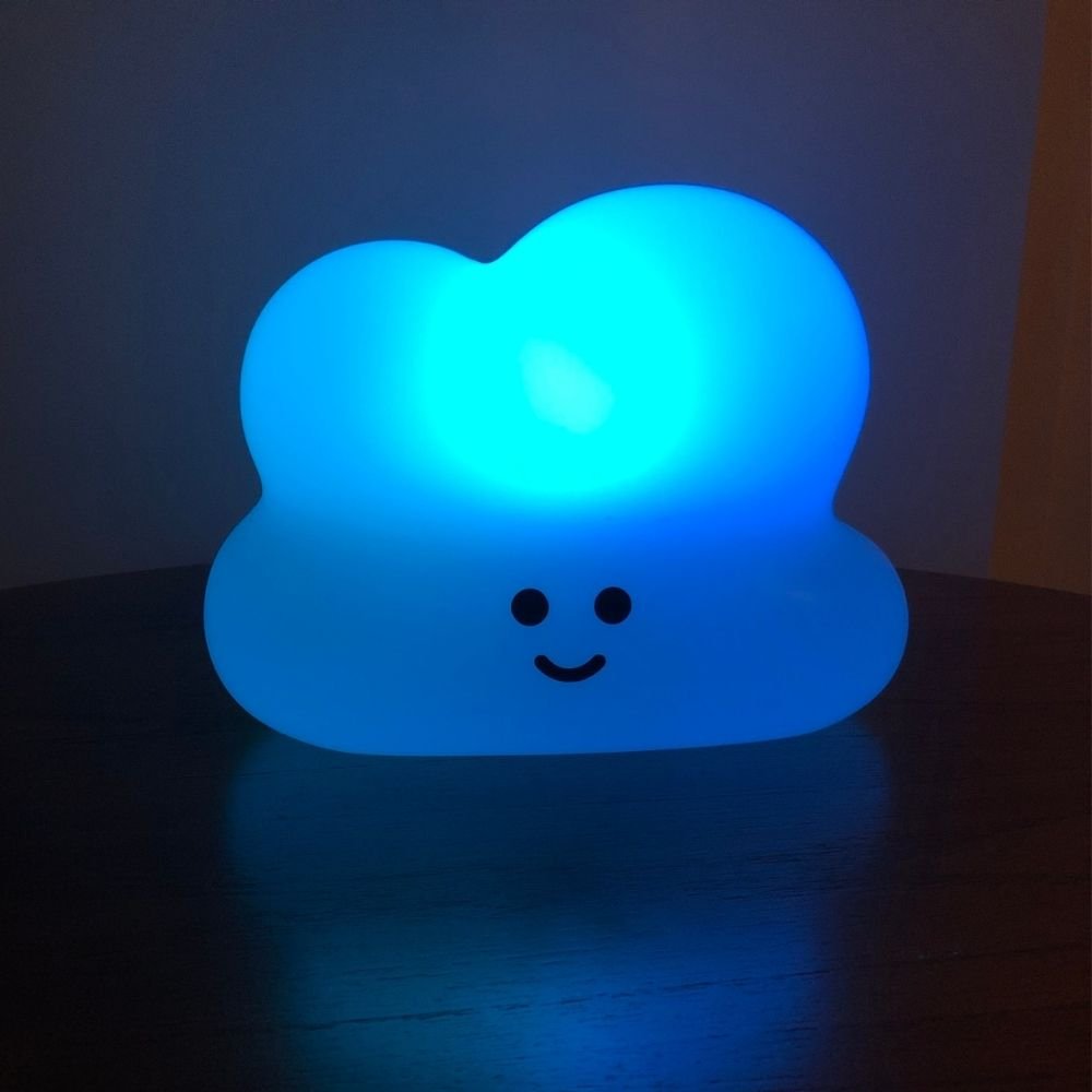 Ver imagem 3 de Luminária Abajur Mesa Infantil Quarto do Bebê Nuvem com lâmpada LED RGB colorida e controle remoto