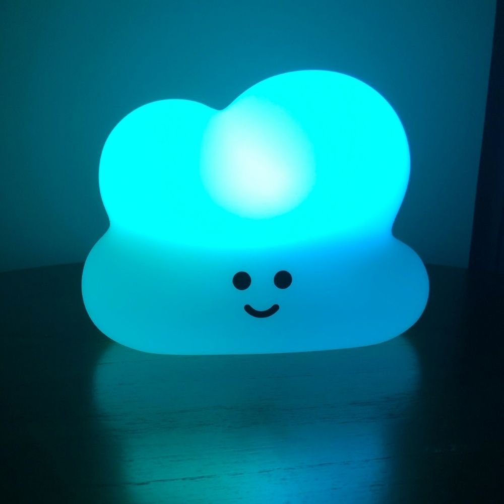 Ver imagem 4 de Luminária Abajur Mesa Infantil Quarto do Bebê Nuvem com lâmpada LED RGB colorida e controle remoto