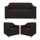 Ver imagem 1 de Kit Sofá 2 Lugares Namoradeira com 2 Poltronas de Barbearia Marrom