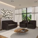 Ver imagem 2 de Kit Sofá 2 Lugares Namoradeira com 2 Poltronas de Barbearia Marrom
