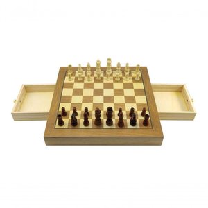 Jogo de Xadrez e Damas 2 em 1 Profissional Hoyle Games Tabuleiro Grande 39x39cm Peças em Madeira