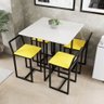 Conjunto Mesa Branca 4 Cadeiras Pequena Estofado Industrial Black - 1