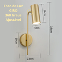 Ver imagem 6 de Luminária Arandela 38cm Parede 7 Watts Led 3 Cores Multitemperatura Metálica Gimpo Kjbd-257:dourado