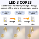 Ver imagem 5 de Luminária Arandela 38cm Parede 7 Watts Led 3 Cores Multitemperatura Metálica Gimpo Kjbd-257:dourado