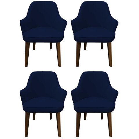 Kit 4 Cadeiras Decorativa Lara Suede Azul Marinho - Dominic Decor