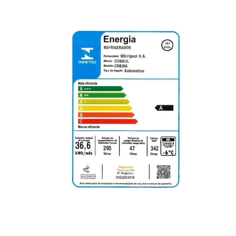 Refrigerador Consul Frost Free 342 Litros Crb39ab - 127 Volts - 7