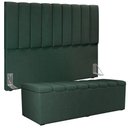 Ver imagem 1 de Kit Cabeceira Cama Box Casal King 195cm com Calçadeira Baú Dália W01 Linho Verde Musgo - Lyam