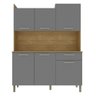 Armário de Cozinha Compacta Mdf 6 Portas 1 Gaveta Gênova Plus - Freijó/gris - 9