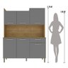Armário de Cozinha Compacta Mdf 6 Portas 1 Gaveta Gênova Plus - Freijó/gris - 4