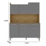 Armário de Cozinha Compacta Mdf 6 Portas 1 Gaveta Gênova Plus - Freijó/gris - 2