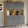 Armário de Cozinha Compacta Mdf 6 Portas 1 Gaveta Gênova Plus - Freijó/gris - 1