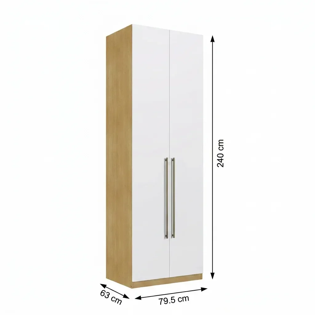 Ver imagem 3 de Guarda Roupa Modulado 2 Portas 100% MDF com 2 Cabideiros Infinity Savana/Branco