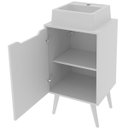Ver imagem 2 de Gabinete para Banheiro 45 Cm Cuba Quadrada 1 Porta Retrô Branco