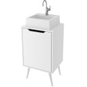 Ver imagem 4 de Gabinete para Banheiro 45 Cm Cuba Quadrada 1 Porta Retrô Branco