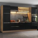 Ver imagem 1 de Armário de Cozinha Completa 320cm Rustic/Preto Lux Madesa 01