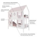 Ver imagem 4 de Beliche Casinha Bela com Coração 4 Janelas Venezianas - Madeira Maciça Branco/rosa Housin