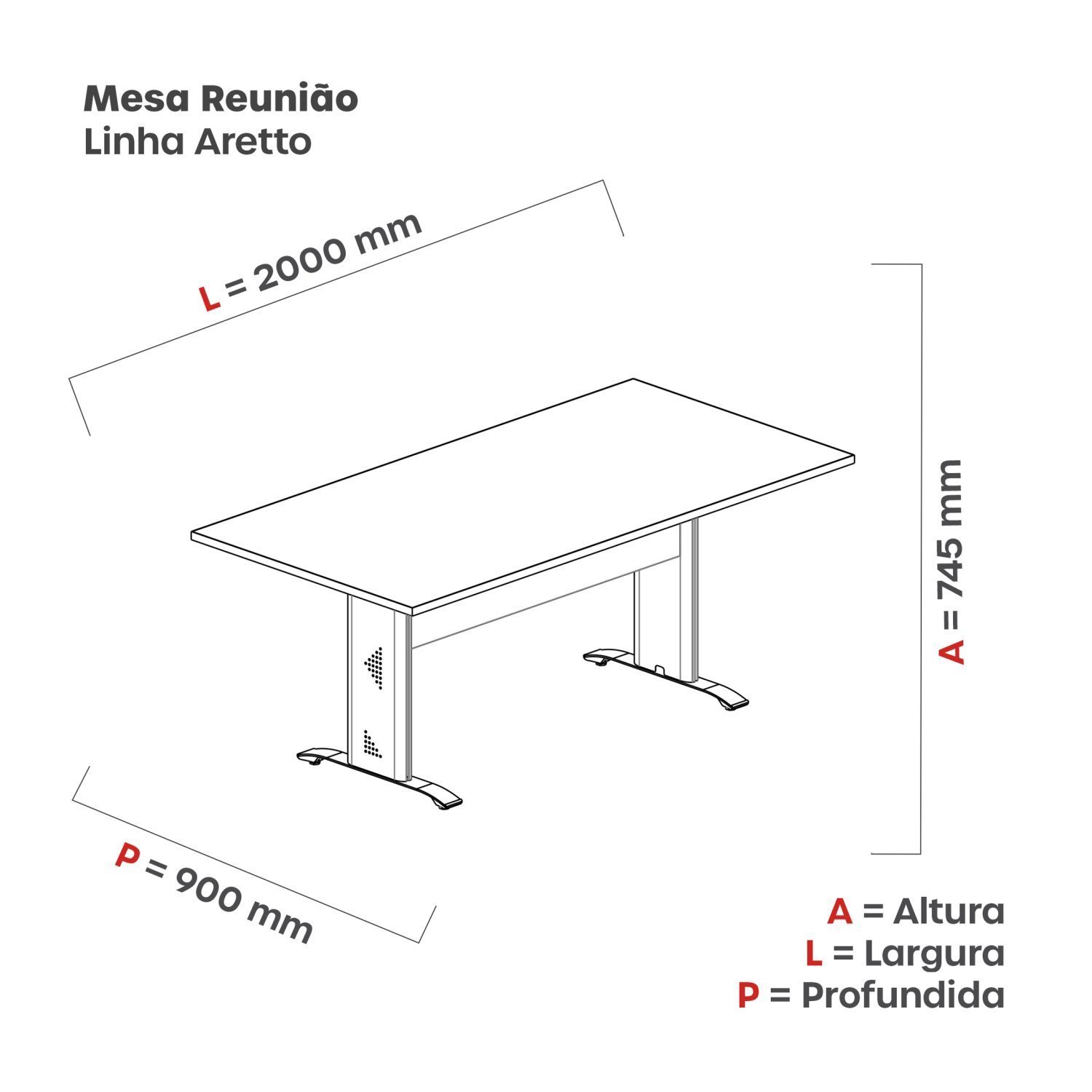 Mesa de Reunião 200x90cm Mr2000at - 3