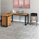 Ver imagem 1 de Kit 3 Peças com Escrivaninha em L 100% Mdf, Gaveteiro 3 Gavetas e Mesa Auxiliar