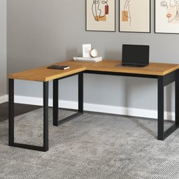 Kit 3 Peças com Escrivaninha em L 100% Mdf, Gaveteiro 3 Gavetas e Mesa Auxiliar - 3