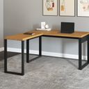 Ver imagem 2 de Conjunto 3 Peças com Escrivaninha em L 100% MDF, Gaveteiro 3 Gavetas e Mesa Auxiliar Industrial Freijó Preto Marrom