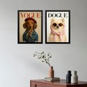 Ver imagem 1 de Kit 2 Quadros Cães Fashion - Capa de Revista 24x18cm:moldura Preta
