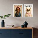 Ver imagem 2 de Kit 2 Quadros Cães Fashion - Capa de Revista 24x18cm:moldura Preta