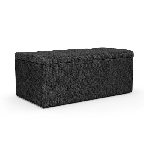 Calçadeira Recamier Baú Para Cama Box Solteiro Dália 100x50 Cm W01 Linho Chumbo - Lyam Decor