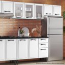 Ver imagem 2 de Cozinha Modulada 2 Peças Itatiaia Balcão 3 Portas e Armário Aéreo 3 Portas em Vidro Aço New